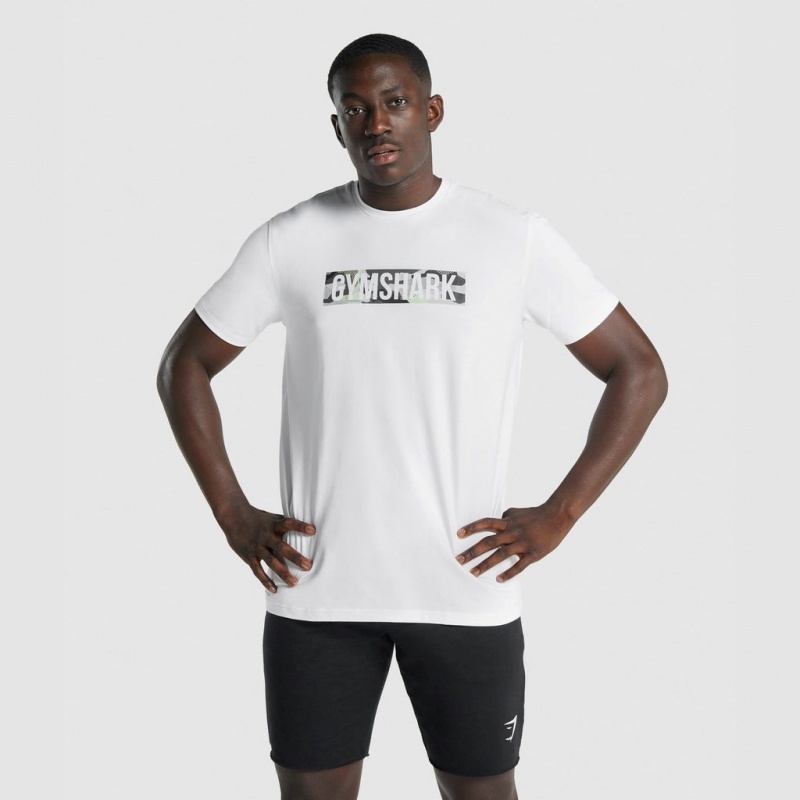 Camiseta Gymshark Block Infill Blancas | 54JWPTHEO