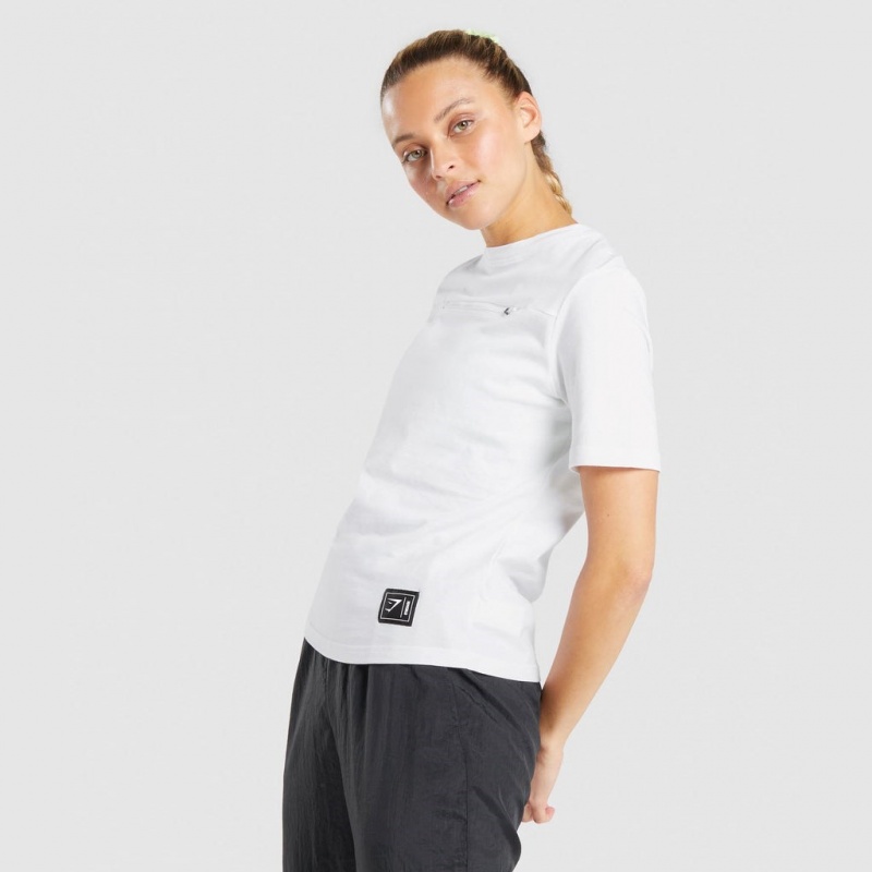 Camiseta Gymshark CTY Blancas | 79PYNSXQH