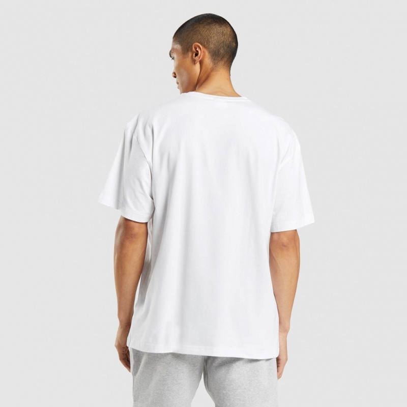 Camiseta Gymshark Central Oversized Blancas | 86JRKZTGP