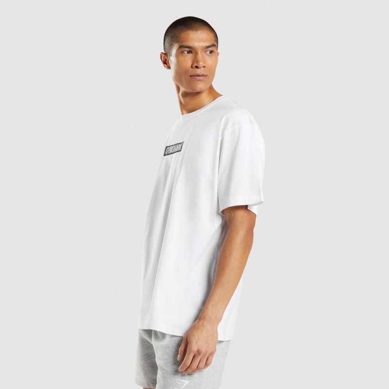 Camiseta Gymshark Central Oversized Blancas | 86JRKZTGP
