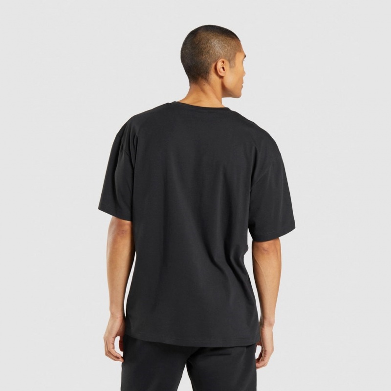 Camiseta Gymshark Central Oversized Negras | 31QNHDLXG