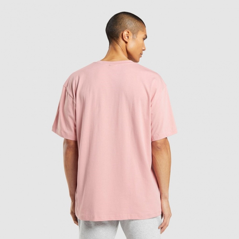 Camiseta Gymshark Central Oversized Rosas | 34MNFOJTC