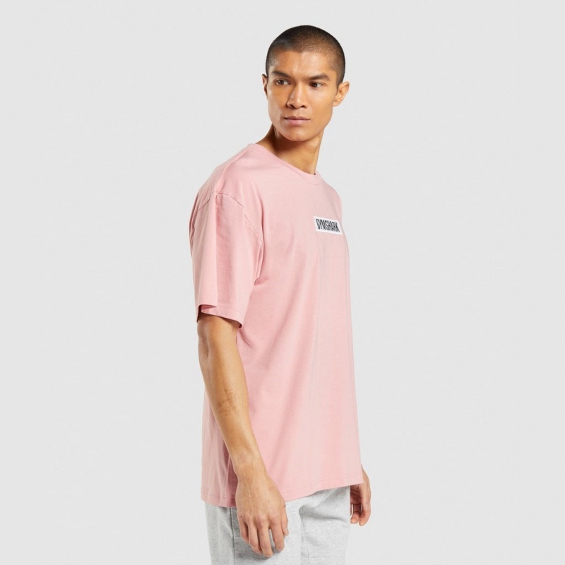 Camiseta Gymshark Central Oversized Rosas | 34MNFOJTC