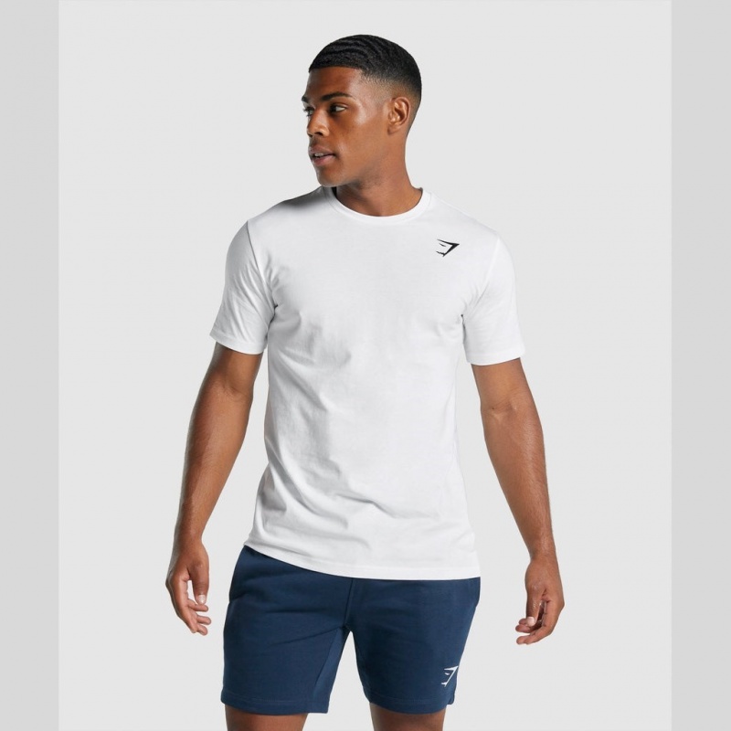 Camiseta Gymshark Crest Blancas | 67FPGKMAN