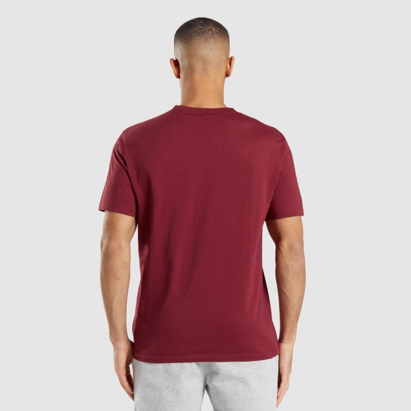 Camiseta Gymshark Crest Burdeos Rojas | 07NLAKZTY