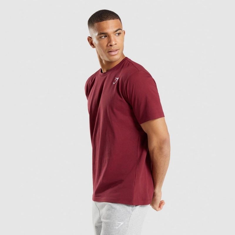 Camiseta Gymshark Crest Burdeos Rojas | 07NLAKZTY