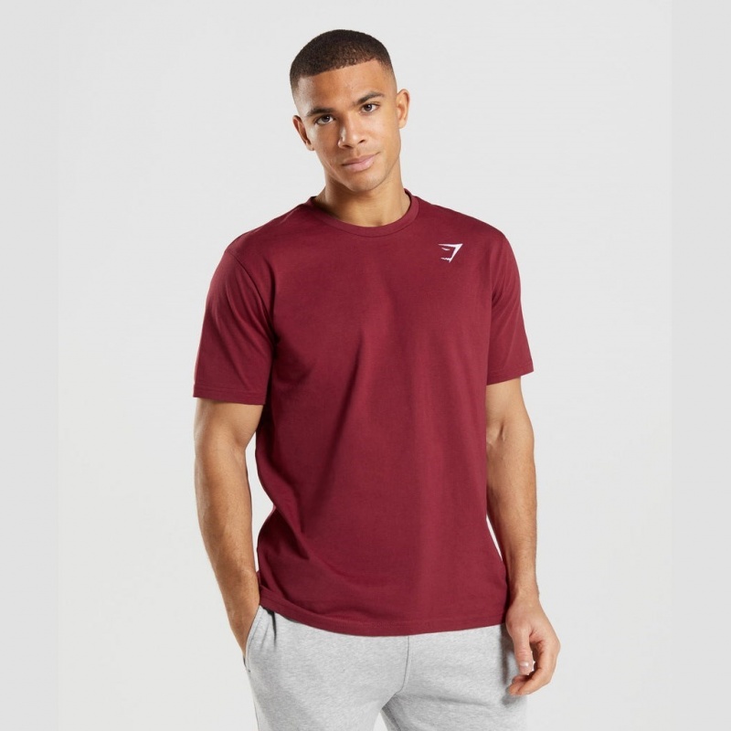 Camiseta Gymshark Crest Burdeos Rojas | 07NLAKZTY