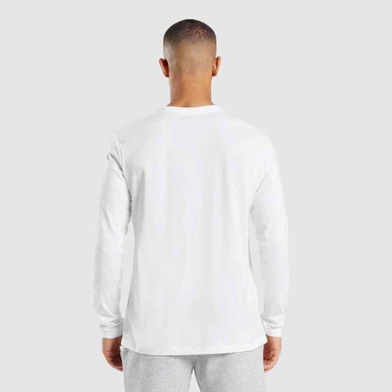 Camiseta Gymshark Crest Long Sleeve Blancas | 37UBDMYOW