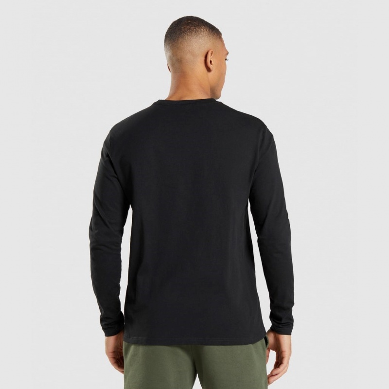Camiseta Gymshark Crest Long Sleeve Negras | 04HJQNLIE