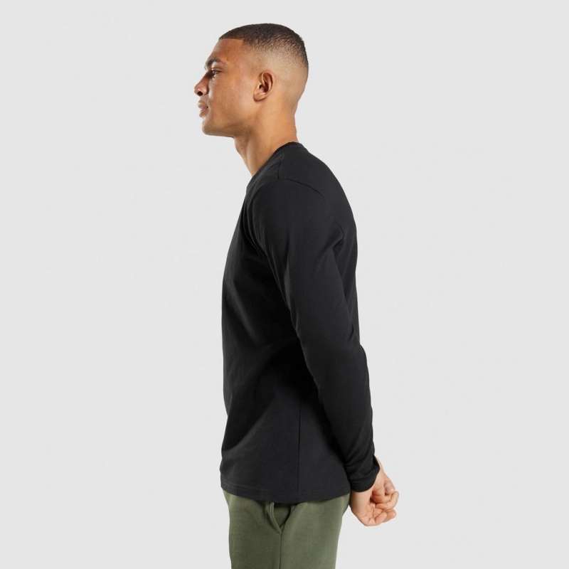 Camiseta Gymshark Crest Long Sleeve Negras | 04HJQNLIE