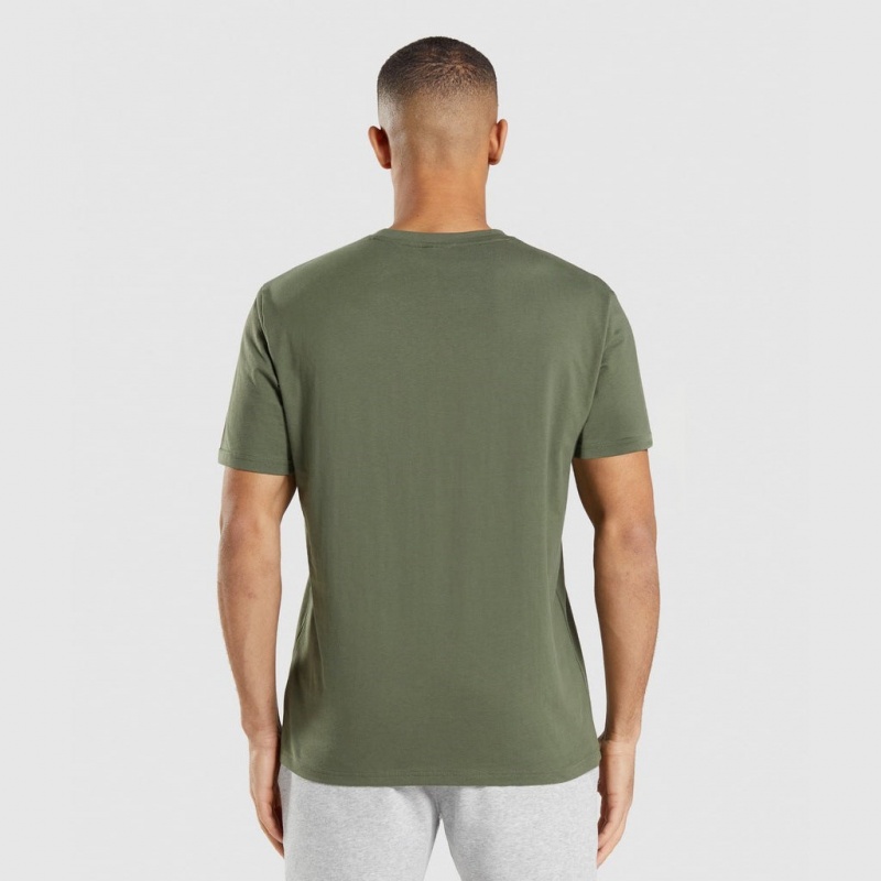 Camiseta Gymshark Crest Verde Oliva | 13ZQUMVEF