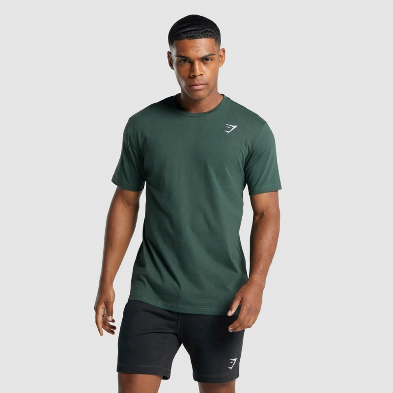 Camiseta Gymshark Crest Verde Oscuro | 08JZMGEPN