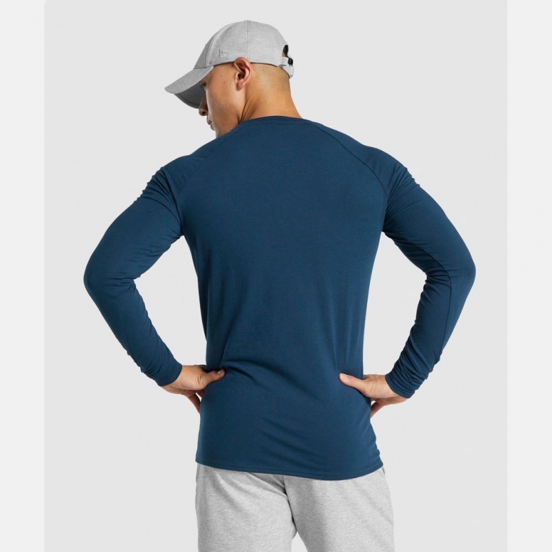 Camiseta Gymshark Critical 2.0 Long Sleeve Azul Marino | 98DBNYUHC