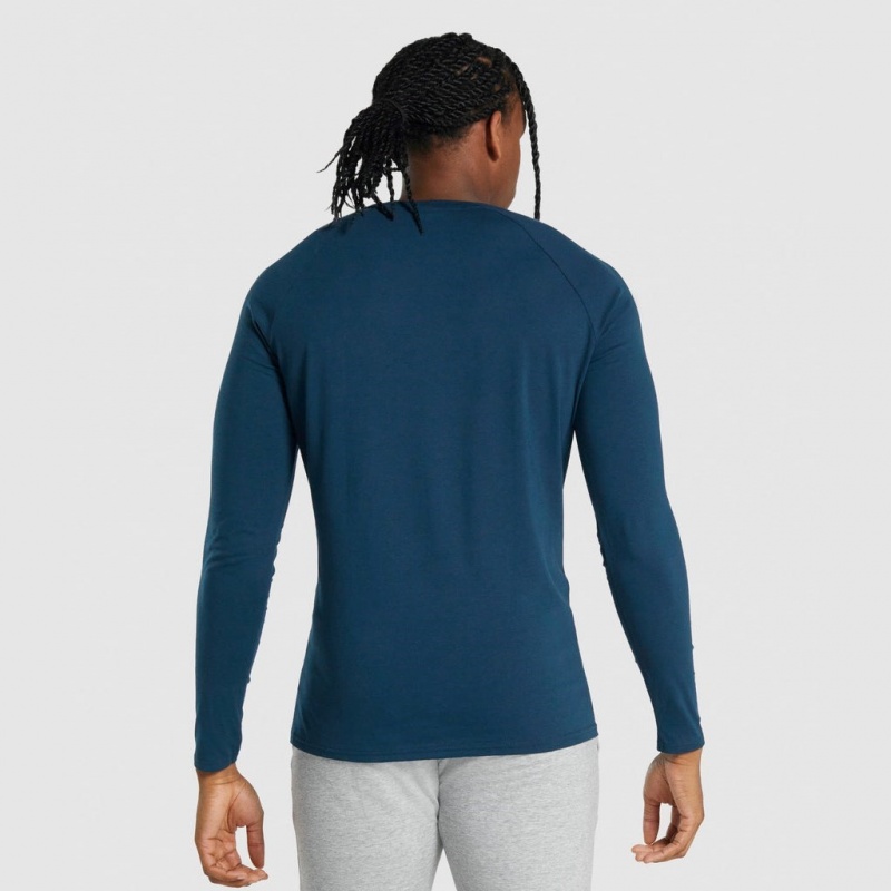 Camiseta Gymshark Critical 2.0 Long Sleeve Azul Marino | 71SVWUGAM