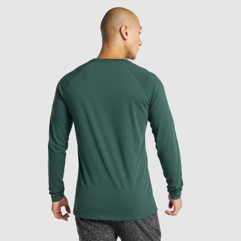 Camiseta Gymshark Critical 2.0 Long Sleeve Verde Oscuro | 20LKOJWDC