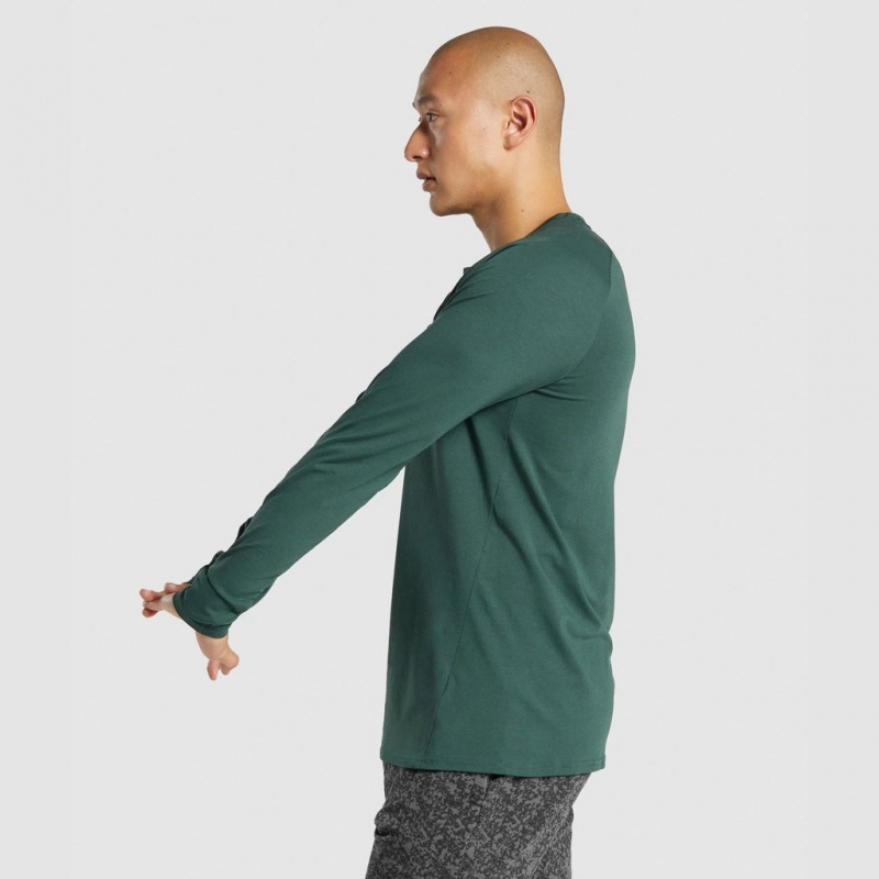 Camiseta Gymshark Critical 2.0 Long Sleeve Verde Oscuro | 20LKOJWDC