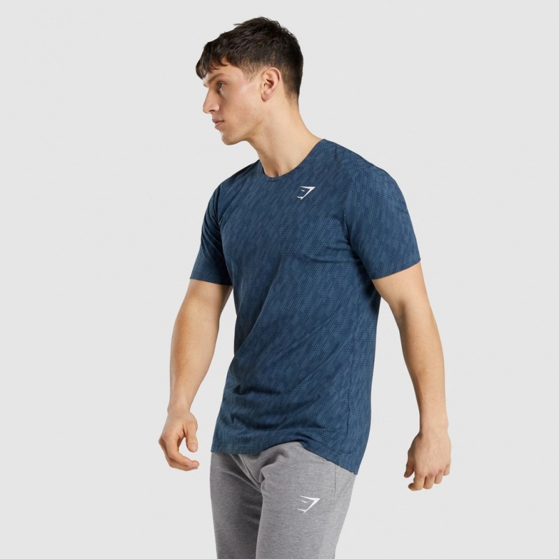 Camiseta Gymshark Critical Regular Fit Teal Print | 27SGCNVYT