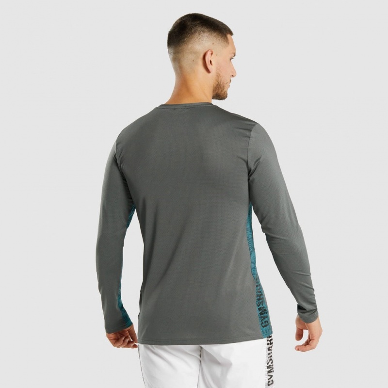 Camiseta Gymshark Deporte Long Sleeve Charcoal | 23FGSHNJT