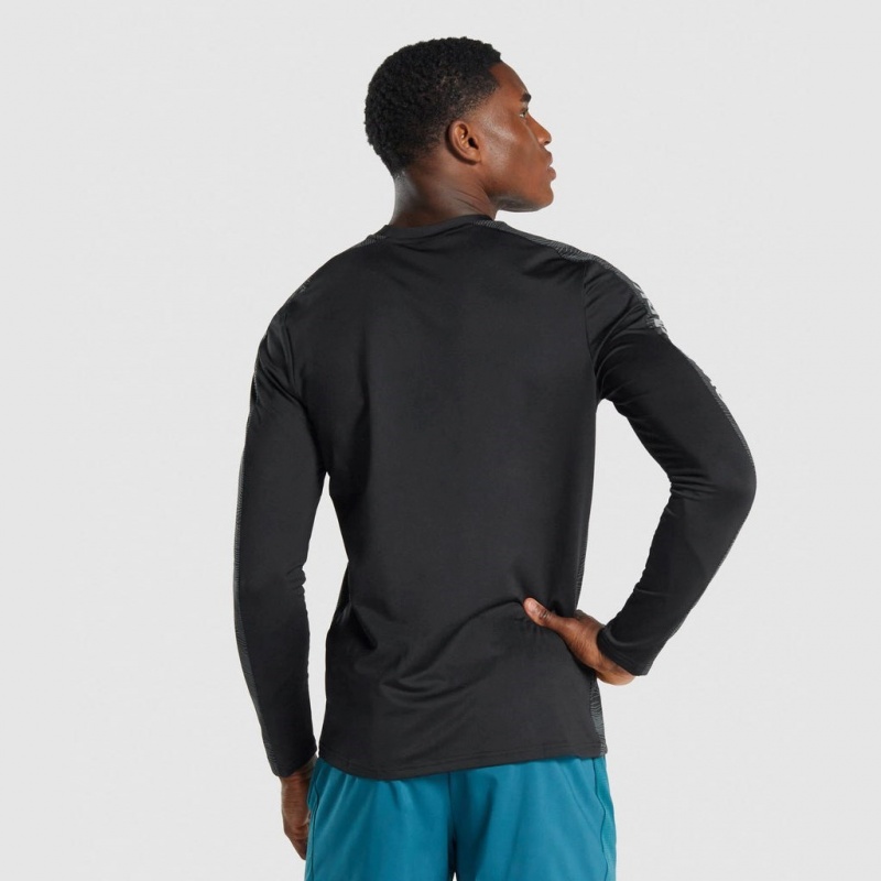 Camiseta Gymshark Deporte Long Sleeve Crew Negras | 86HOMBZAG