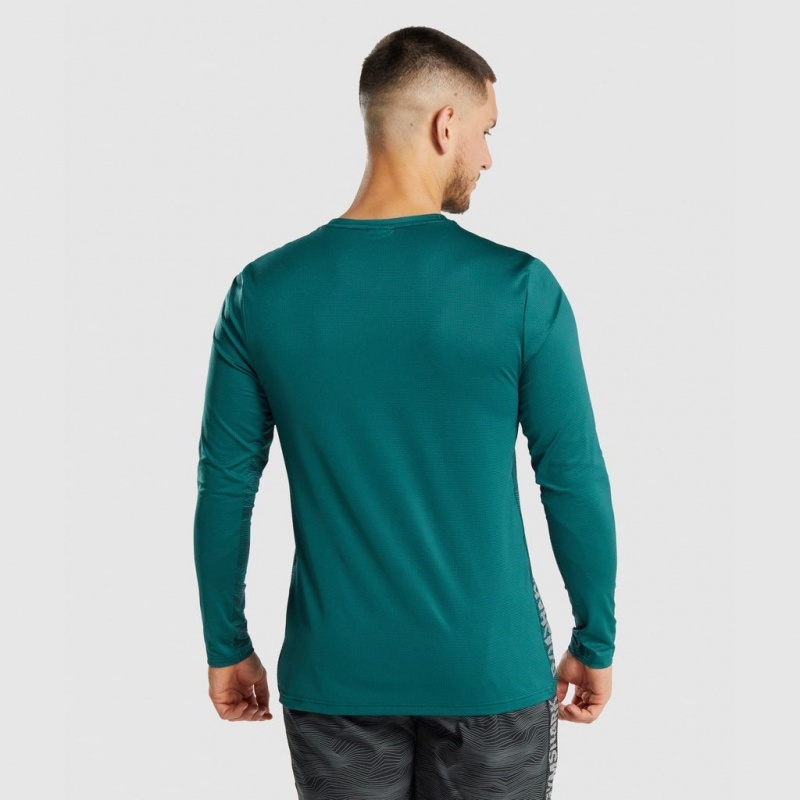Camiseta Gymshark Deporte Long Sleeve Teal | 54PLQYEIZ
