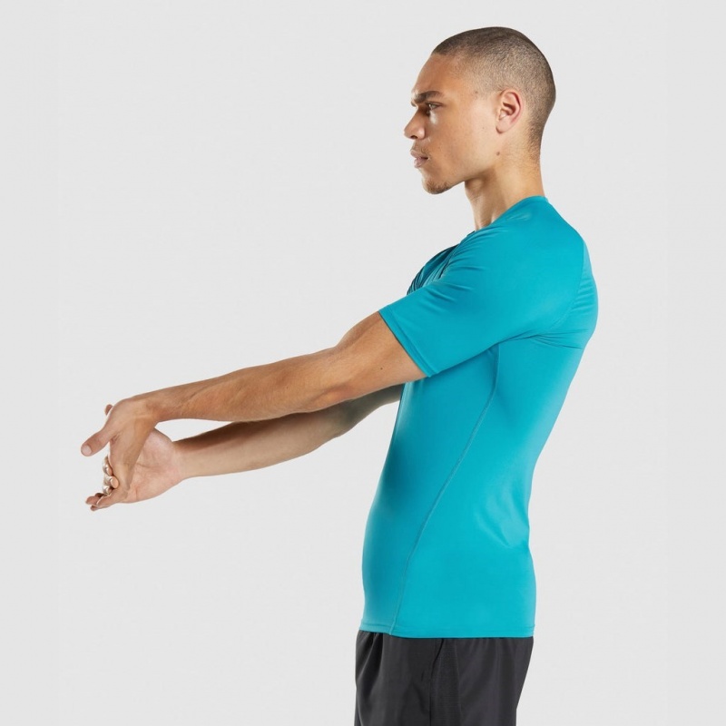 Camiseta Gymshark Element Baselayer Azules | 17MGVCOIL