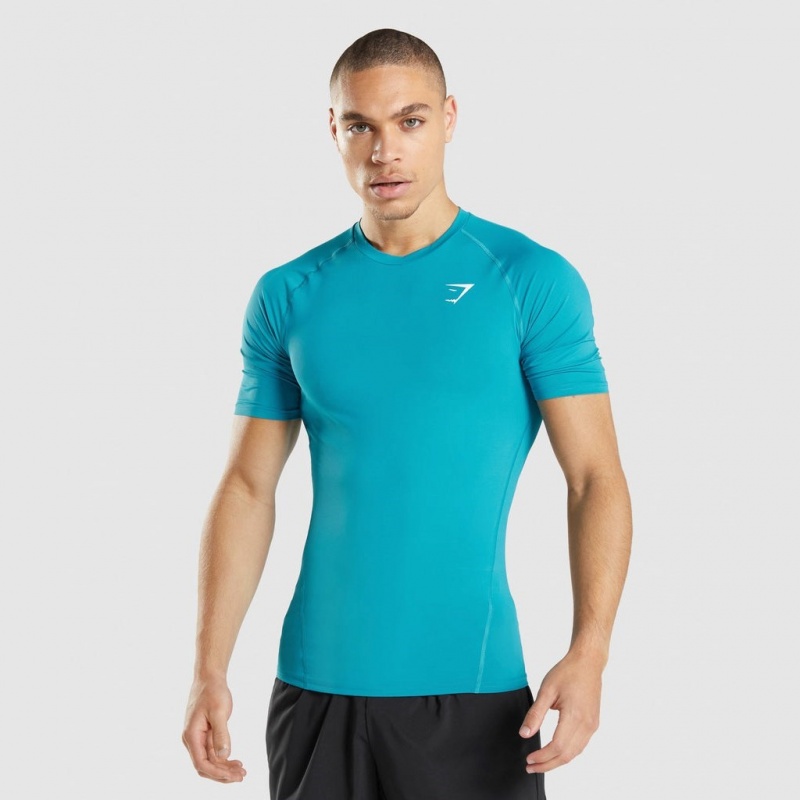 Camiseta Gymshark Element Baselayer Azules | 17MGVCOIL