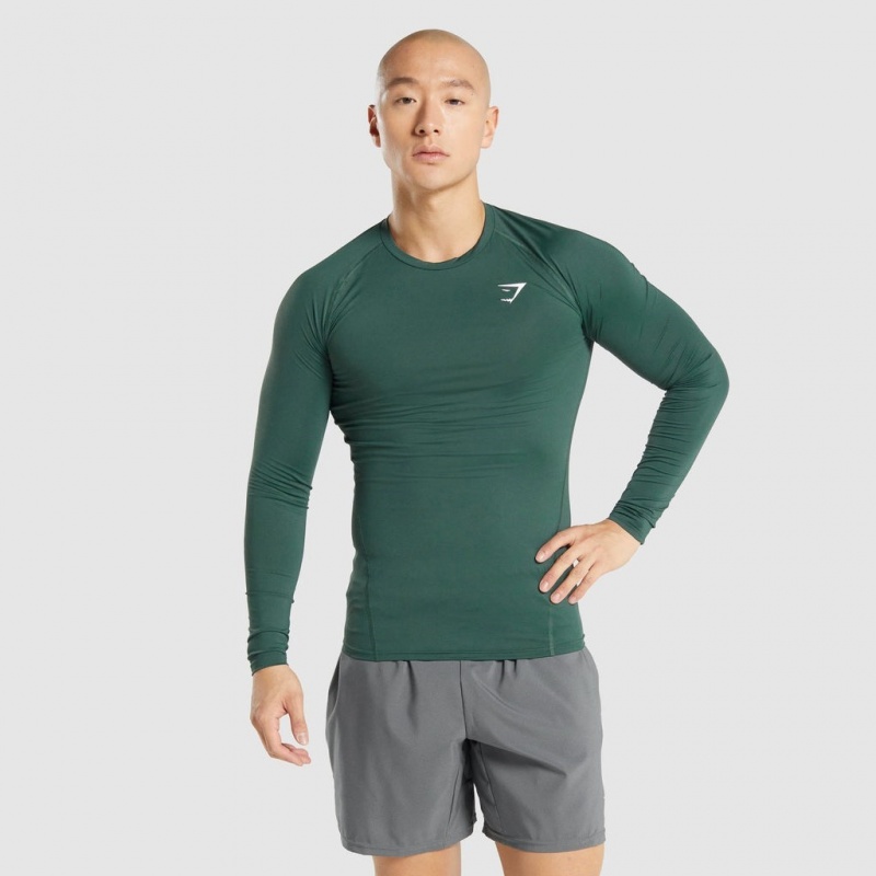 Camiseta Gymshark Element Baselayer Long Sleeve Verde Oscuro | 43HUFMKTG