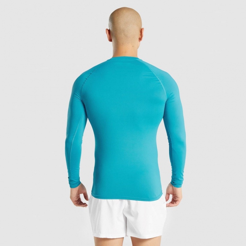 Camiseta Gymshark Element Baselayer Long Sleeve Azules | 34ZAFGTKQ
