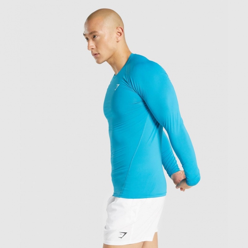 Camiseta Gymshark Element Baselayer Long Sleeve Azules | 34ZAFGTKQ