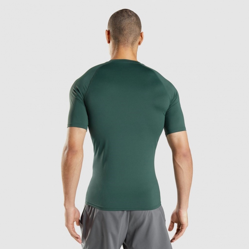 Camiseta Gymshark Element Baselayer Verde Oscuro | 10SJZWUTN