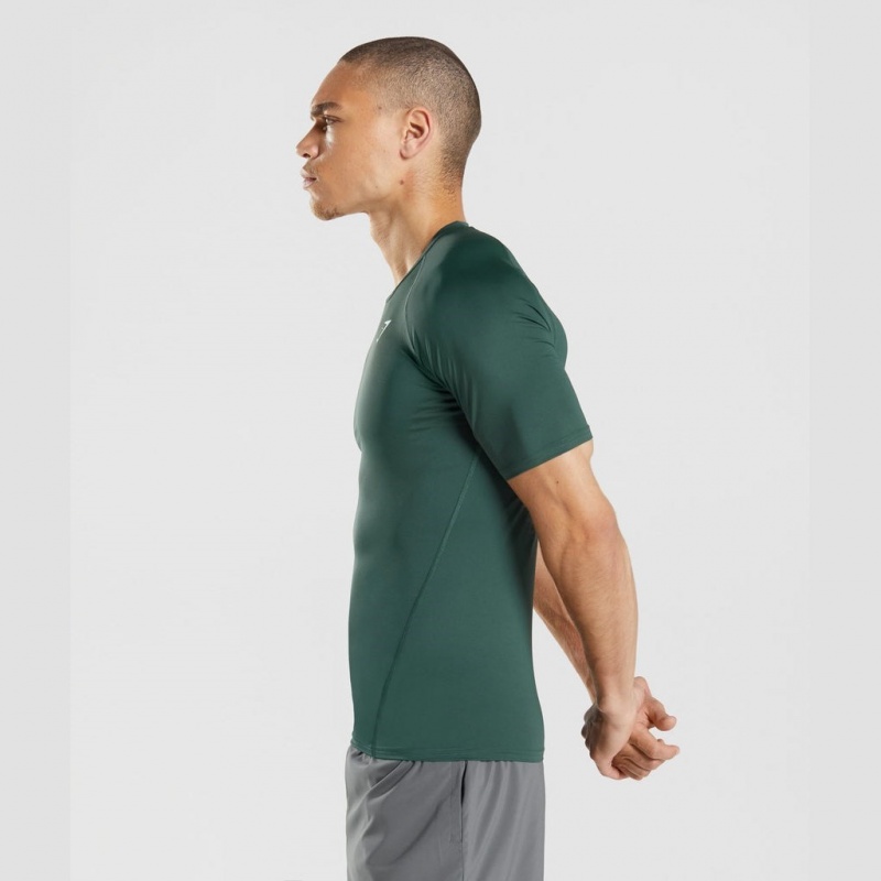 Camiseta Gymshark Element Baselayer Verde Oscuro | 10SJZWUTN