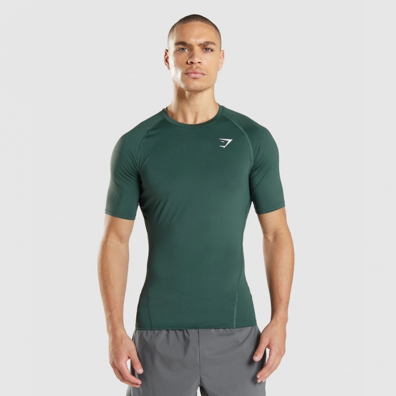 Camiseta Gymshark Element Baselayer Verde Oscuro | 10SJZWUTN