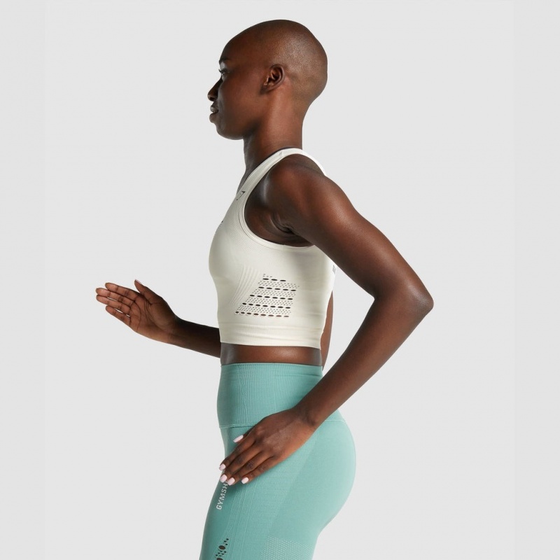 Camiseta Gymshark Energy Seamless Crop Creme | 24OBXRKYF