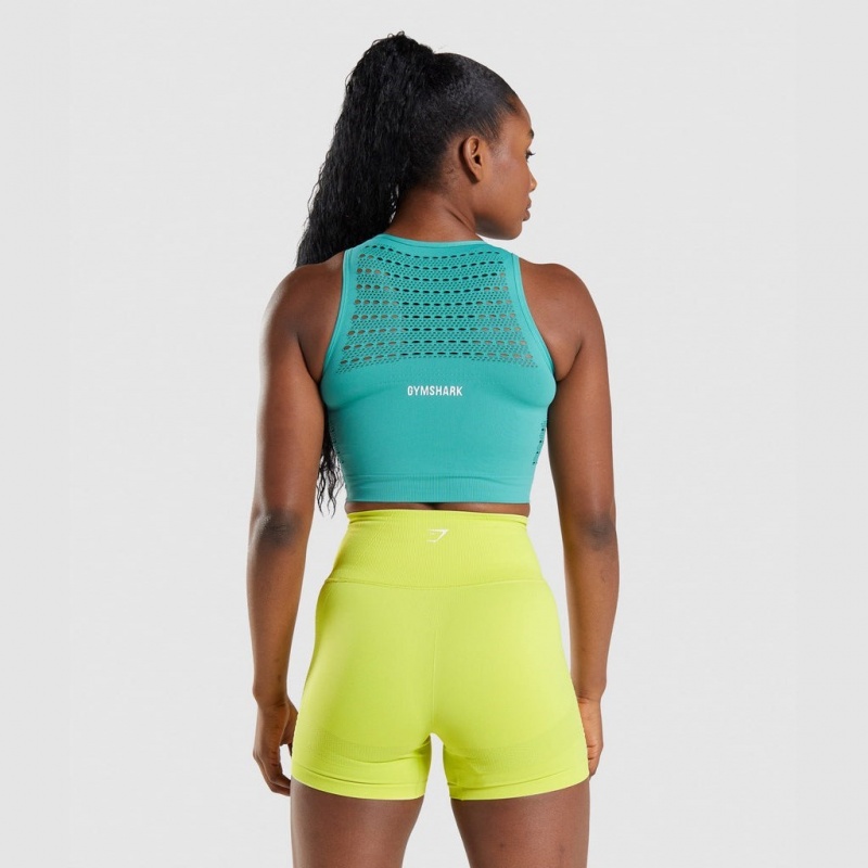 Camiseta Gymshark Energy Seamless Crop Fauna Teal | 58MCKLTXH