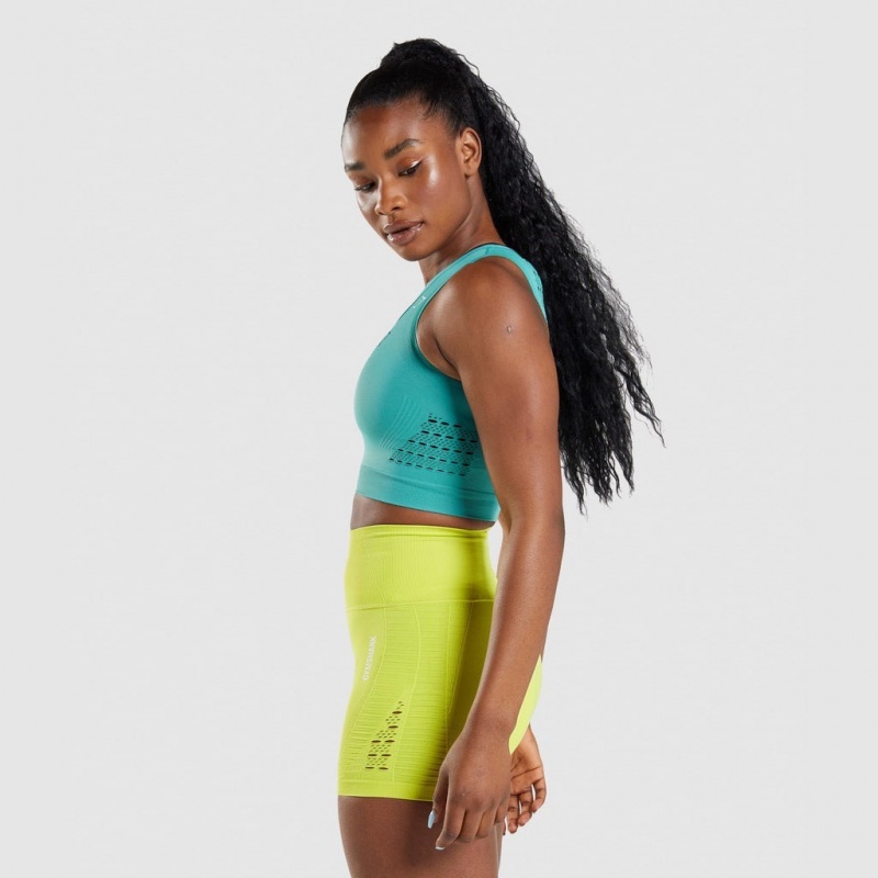 Camiseta Gymshark Energy Seamless Crop Fauna Teal | 58MCKLTXH