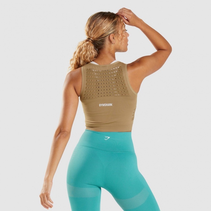 Camiseta Gymshark Energy Seamless Crop Marrones | 57CZSOQFG