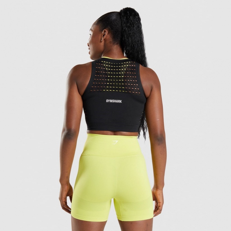 Camiseta Gymshark Energy Seamless Crop Negras | 14IAKUDSJ