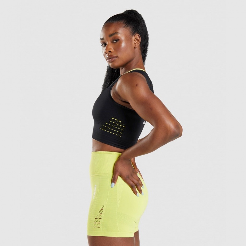 Camiseta Gymshark Energy Seamless Crop Negras | 14IAKUDSJ