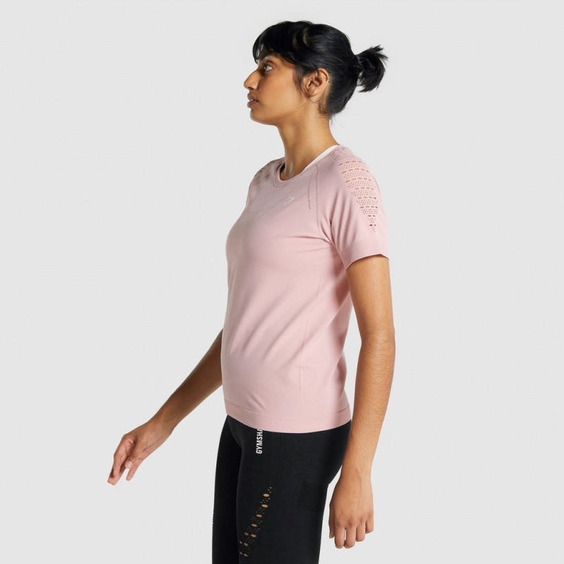 Camiseta Gymshark Energy Seamless Rosas Claro | 78DCOZNXF