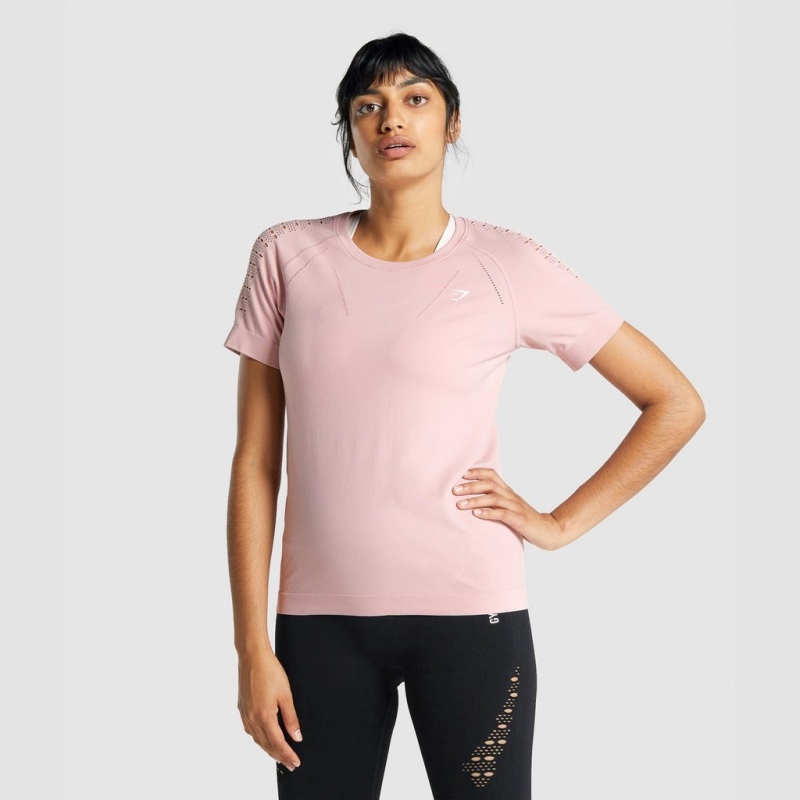 Camiseta Gymshark Energy Seamless Rosas Claro | 78DCOZNXF