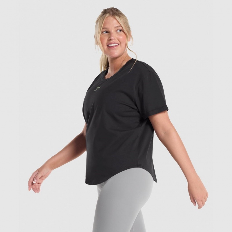 Camiseta Gymshark Entrenamiento Alone Estampadas Negras | 06HJCFKIW