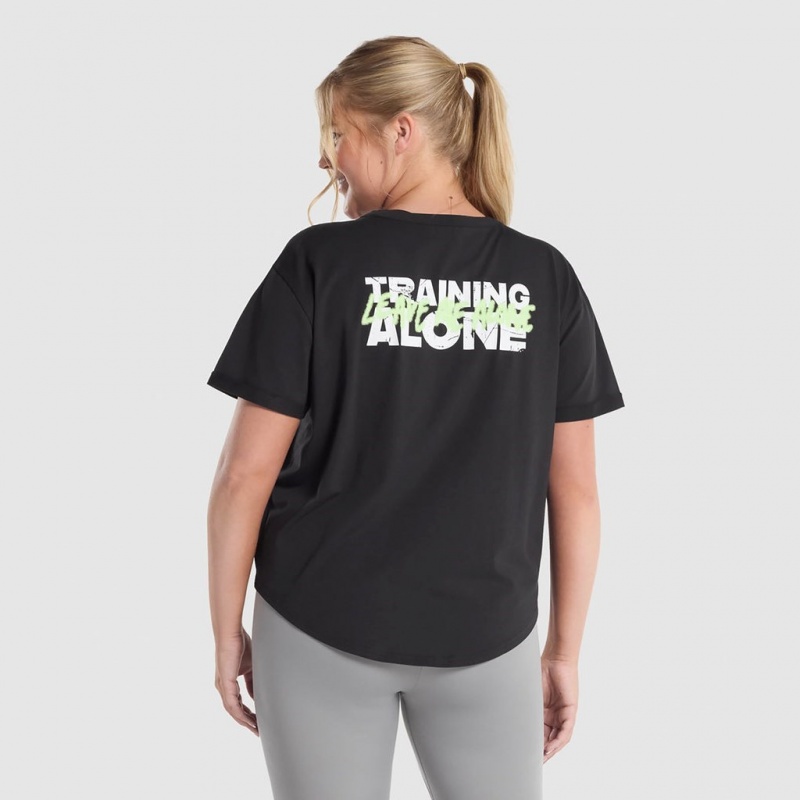Camiseta Gymshark Entrenamiento Alone Estampadas Negras | 06HJCFKIW