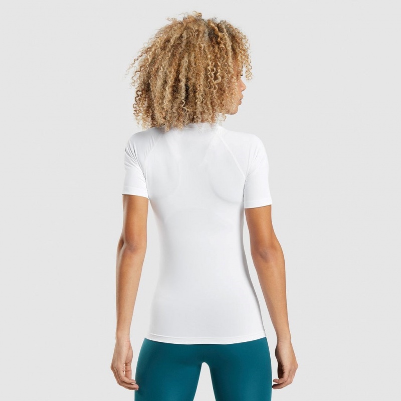 Camiseta Gymshark Entrenamiento Baselayer Blancas | 16NZJVFHG