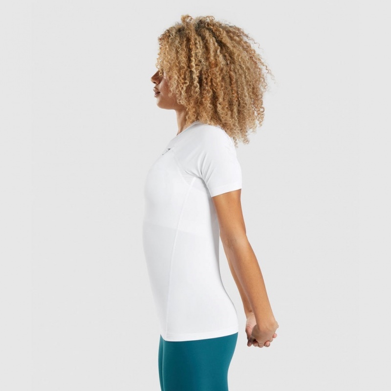 Camiseta Gymshark Entrenamiento Baselayer Blancas | 16NZJVFHG