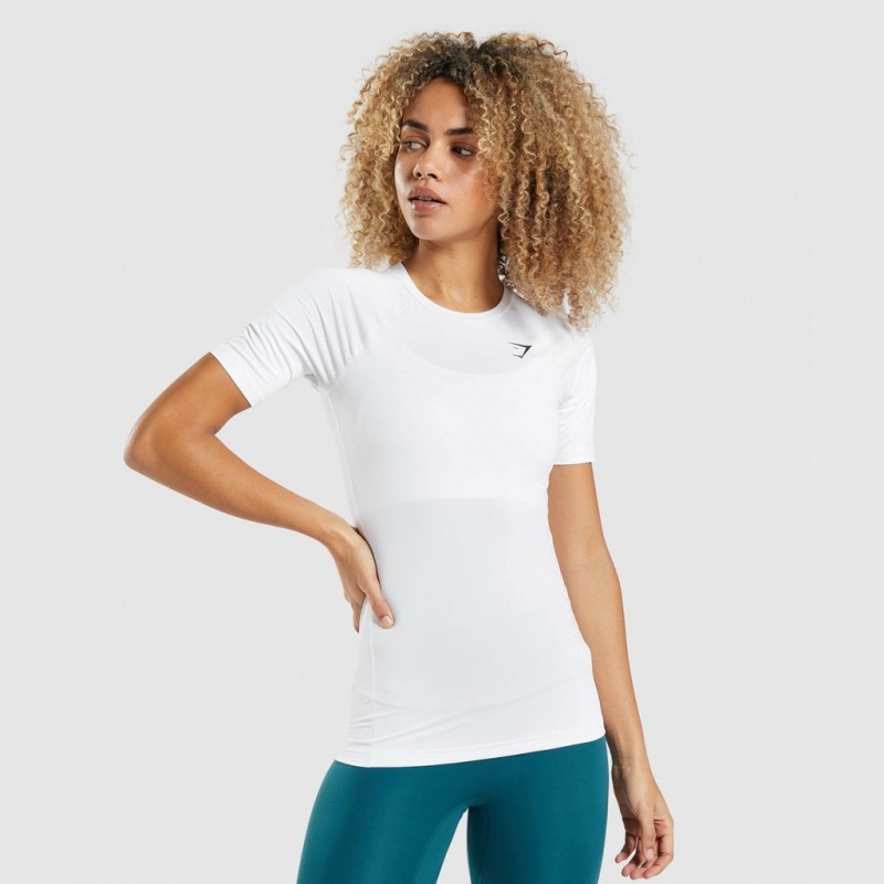 Camiseta Gymshark Entrenamiento Baselayer Blancas | 16NZJVFHG