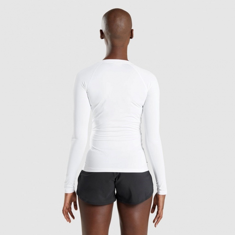 Camiseta Gymshark Entrenamiento Baselayer Long Sleeve Blancas | 49ZVRCFYX
