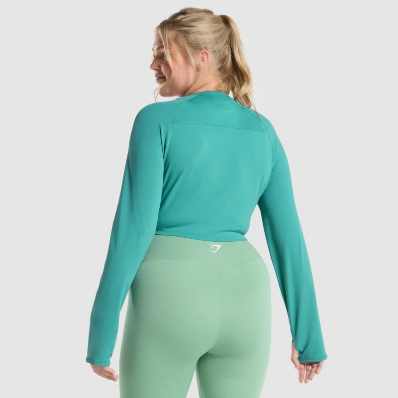 Camiseta Gymshark Entrenamiento Long Sleeve Teal | 35BDOEAVL