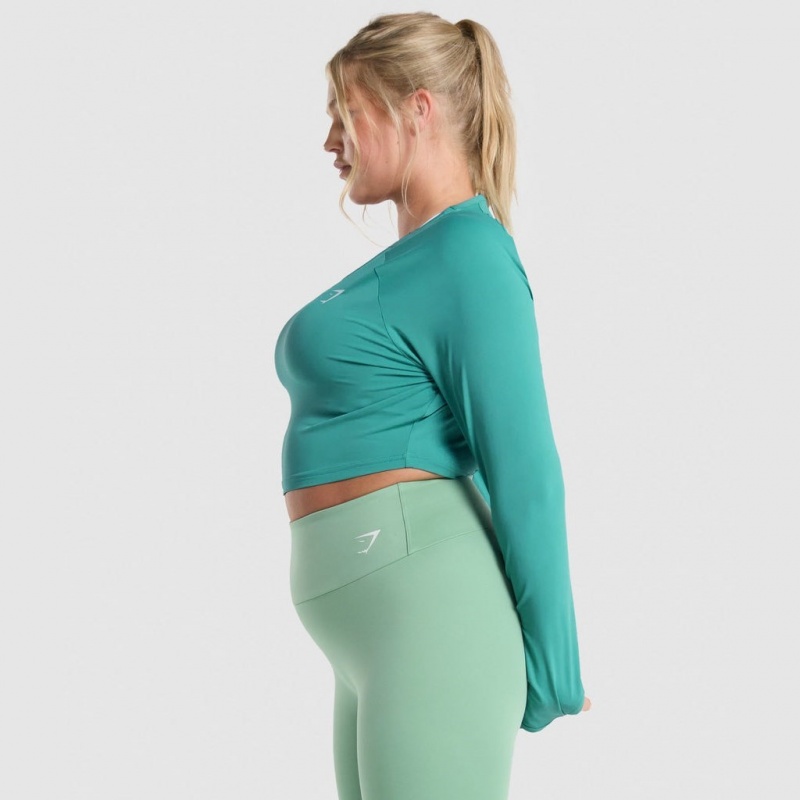 Camiseta Gymshark Entrenamiento Long Sleeve Teal | 35BDOEAVL