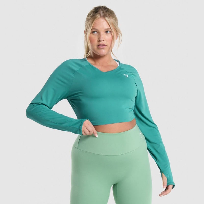 Camiseta Gymshark Entrenamiento Long Sleeve Teal | 35BDOEAVL