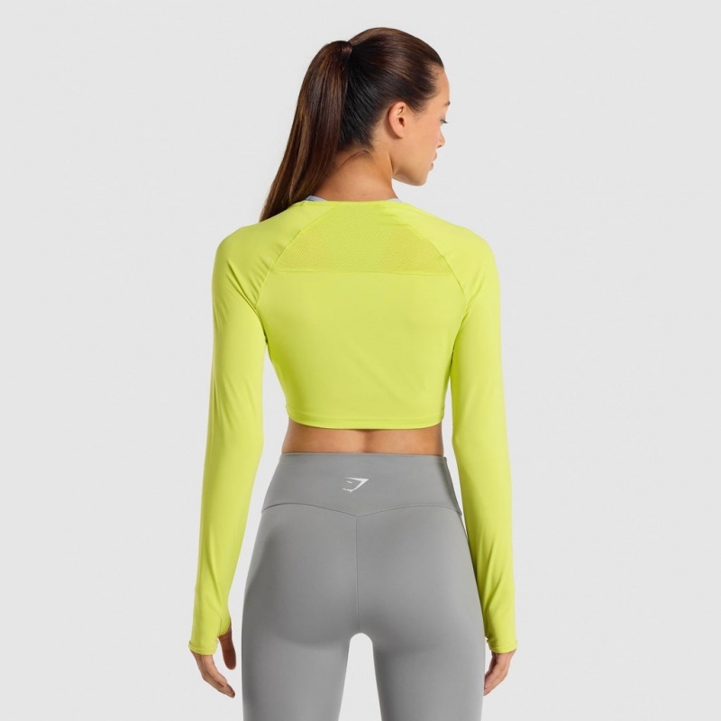Camiseta Gymshark Entrenamiento Long Sleeve Amarillo | 54DPMLVUY